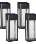 4 Pack Solar Fence Lights Outdoor Waterproof Aluminum Frosted Glass Post And Wall Lamps For Yard Porch Garage Creating Cozy Warm Glow