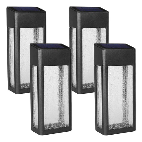 4 Pack Solar Fence Lights Outdoor Waterproof Aluminum Frosted Glass Post And Wall Lamps For Yard Porch Garage Creating Cozy Warm Glow