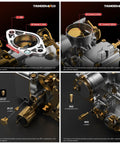Detailed view of 34 Pict-3 Dual Port Carburetor components for 1600cc VW air cooled engines, highlighting measurements and parts.