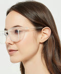 Side view of woman wearing Lightweight Eye Protection Glasses With Clear No Fog Lenses For Everyday Use Dope Yet Practical Safety Eyewear