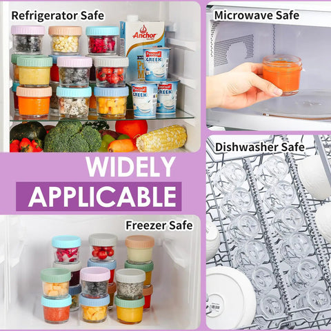 Glass Baby Food Storage Jars 4 Oz 12 Pack With Color Lids Totally Leak Proof BPA Free Reusable Baby Food Containers in various appliances
