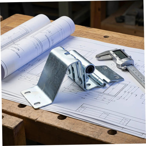 Heavy Duty Garage Door Hinges With Thickened Metal Construction And Double Bearing Pivot Industrial Gate Corner Hinge In Silver For Warehouse And Factory Use Low Maintenance And Durable Door Hardware, silver hinge on blueprint