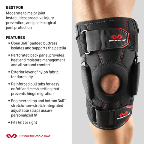 Hinged Knee Brace For Men And Women With All Day Comfort Maximum Support And Targeted Compression For Knee Stability Ligament Protection Hyperextension Prevention And Recovery Easy Adjustable Straps Size X Large on model's leg
