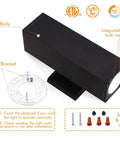 Diagram of 3 Color LED Outdoor Wall Light With Dusk To Dawn Photocell All In One 24W, showing components like light body and mounting bracket