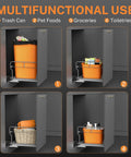 Premium Slick Under Cabinet Trash Pull Out Organizer Rack With Silent Soft Close Slides for multifunctional use storage.
