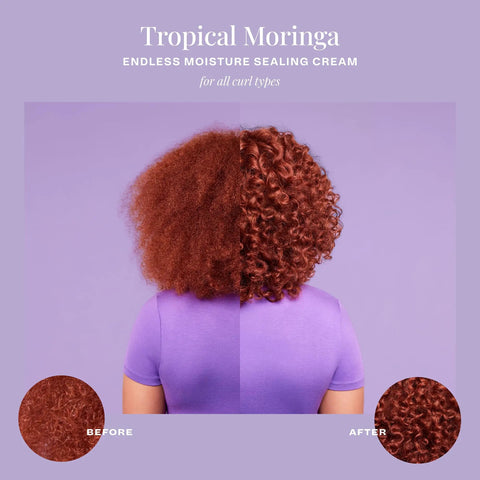 Tropical Moringa Sweet Oil And Honey Endless Moisture Hair Cream For Curly Hair Defining Curls Frizz Control Deep Hydration Elasticity Boost Shine Lock In Lightweight Yet Rich Moisturizer 8 Ounce before and after curly hair