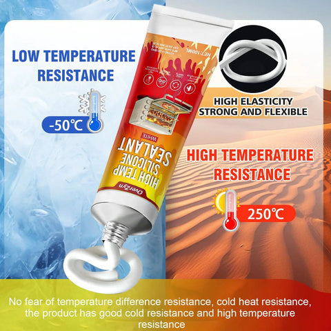 Heavy Duty High Temp Silicone Sealant 3 Point 8 Oz White For Extreme Heat Bonds And Seals In Ovens Grills And Fireplaces