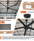 Badass 144 Inch HVLS Industrial Ceiling Fan For Warehouses And Gyms 12 Ft Big Dog commercial air blower motor and blades diagram.