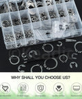 Heavy Duty C Clip And E Clip Snap Ring Set Kit 303 Pcs With 21 C Clip Sizes M4 To M28 And 10 E Clip Sizes 1.5mm To 10mm Plus Tweezers Stainless Steel For Grooved Shafts Pins And Studs
