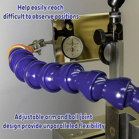 Four Piece Inspection Mirror Kit With 17.5 Inch Reach showing adjustable arm and mirror in tight spot