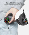 Spot On Portable Carbon Dioxide Detector With Advanced NDIR Sensor And Crisp LCD Display being held in a pocket for easy access.