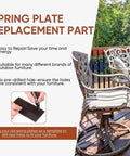 Rock Solid Black Patio Chair Spring Plates 8 Pack Heavy Duty Fiberglass Replacement Springs shown being applied to furniture.
