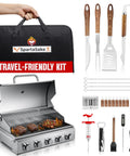 Ultimate Grill Master Gear Set for Blackstone Griddle Premium Stainless Steel BBQ Accessories displayed with travel kit