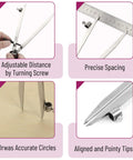 Professional All Metal Drafting Compass With Lockable Slider And Pencil Holder Slick Divider Tool built solid, showing adjustable distance and precise tips.