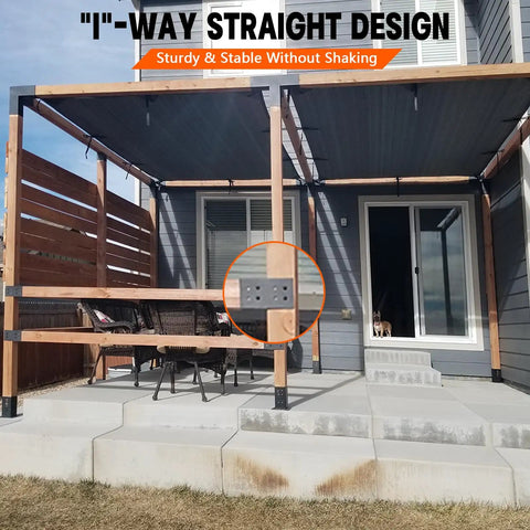 Heavy Duty Do It Yourself Pergola Bracket Kit For 4x4 Posts I Shaped Rafter Connectors With Stainless Steel Screws For Outdoor Gazebos Porches And Log Cabins 1 Pack