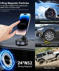 Vacuum Magnetic Car Phone Holder For MagSafe Hands Free 360 Degree Rotatable Mount displayed in use inside a car