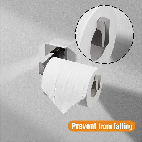 Chrome Toilet Paper Holder Wall Mount Square Silver 304 Stainless Steel Rustproof, Rotate Proof Bracket, Easy Install