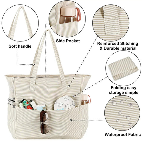 Waterproof Beach Tote Bag For Women Dope Ultra Roomy Extra Large Carry On With Wet Compartment, Sandproof with ample pockets