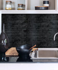 Modern kitchen with 10 Sheet Peel And Stick Backsplash Subway Tile For Kitchen And Bathroom Metal Embossed Bright Black Aluminum Composite 3D Wall Tile No Grout Easy Install DIY Friendly