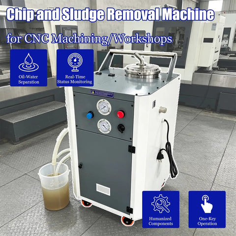 Heavy Duty Pneumatic Chip And Sludge Removal Machine For Cnc Workshops High Performance Cutting Fluid Filter view showing control panel and tank.