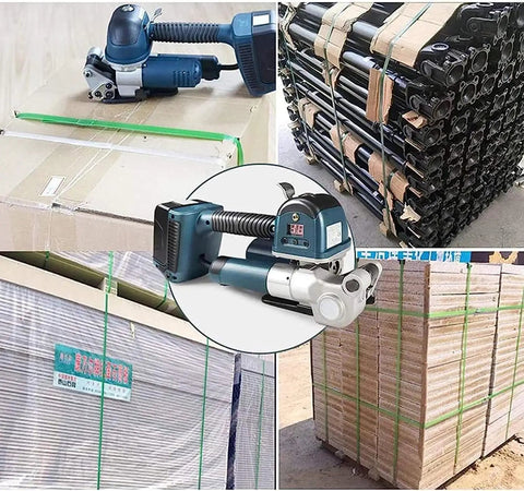 No Sweat Automatic Strapping Tool For 13 To 19 Mm PP PET Bands With Rechargeable Battery sealing packages and bundles of boxes.