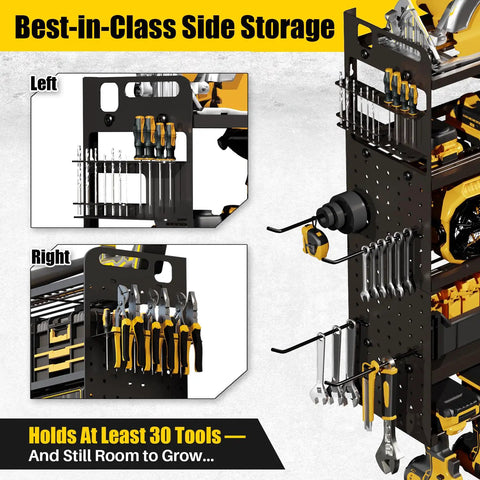 Heavy Duty Large Power Tool Organizer Wall Mount For Garage And Workshop Built Tough Black Metal Tool Rack with Easy Mount System