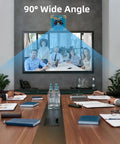 Business meeting with 1080P USB Camera Module capturing wide-angle view on screen in conference room setup.