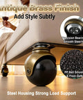 2 Inch Ball Caster Wheels Set Of 4 With Vintage Antique Brass Finish And Five Sixteenth Inch By One And A Half Inch Stem And Sleeve Heavy Duty Swivel Furniture Casters For Chairs Cabinets Tables And More shown on sofa