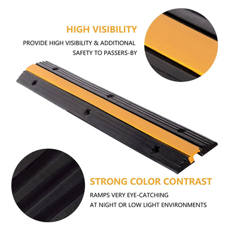 Heavy Duty Rubber Cable Ramp 2 Channel Drive Over Protector for Outdoor Wires and Hoses with high visibility design