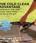 Bristle Free Grill Cleaner For Outdoor Grills Heavy Duty BBQ Scrubber With Stainless Steel Blades Cold Cleaning Tool in use