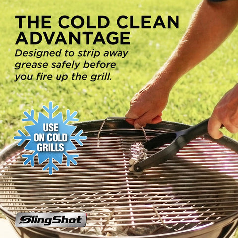 Bristle Free Grill Cleaner For Outdoor Grills Heavy Duty BBQ Scrubber With Stainless Steel Blades Cold Cleaning Tool in use