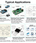 Logic Level MOSFET Kit With 12 Pieces, High Current 47A 55V Transistors For DIY Projects, Arduino And Raspberry Pi Friendly, IRLZ44N Compatible, Easy Microcontroller Drive, Fast Switching For Power Control, typical applications chart