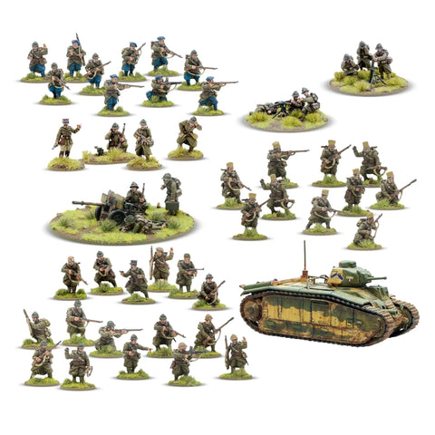 Bolt Action French Army Starter Army 1 To 56 Scale Tabletop Miniatures Plastic Paintable WWII Soldiers Set Unpainted 28mm Minifigures