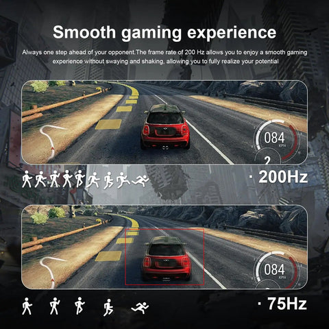 Smooth gaming experience comparison on 24.5 Inch Gaming Monitor With 200Hz Refresh Rate, FHD 1080p VA Panel