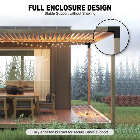 Three Way Pergola Corner Brackets Kit For Five And A Half Inch Beams Right Corner Heavy Duty Steel DIY Woodwork Hardware For Patio Gazebos Pergolas And Log Cabins Four Pack