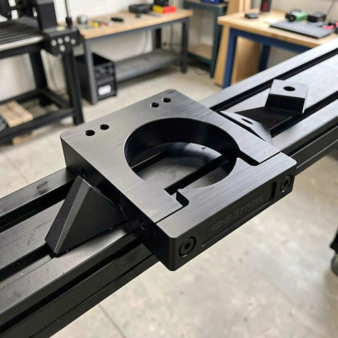 Solid CNC Motor Mounting Bracket For Spindle 65mm Engraving Machine Stand with heavy duty black clamp on CNC rail