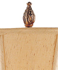 Sweet Ginger Buffet Lamp With Ornate Sculpted Base And Tall Traditional Profile Square Faux Silk Shade detail view