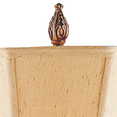 Sweet Ginger Buffet Lamp With Ornate Sculpted Base And Tall Traditional Profile Square Faux Silk Shade detail view