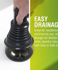 Hand using Must Have Mini Bellows Sink Plunger For Kitchens Bathrooms Baths Laundry Tubs And RVs Compact Powerful Clog Clearing Tool