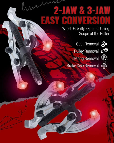 Beefy Gear Puller Set 3 Inch 4 Inch 6 Inch 8 Inch With 2 Jaw And 3 Jaw Reversible Jaws Heavy Duty CrV Steel Bearing Puller Kit