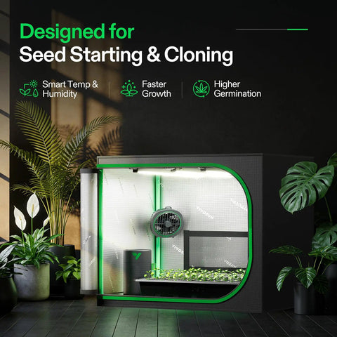 All In One Indoor Plant Propagation Kit With 24x16x20 Clone Tent, Four T5 Full Spectrum Grow Lights, Seed Starter Tray, Heat Mat, Humidifier, And Clip Fan For Easy Germination And Cloning