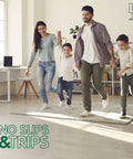Family enjoying living room with Non Slip Rug Grippers For Area Rugs Pack Of 9 Reusable Washable Anti Slip Corner Pads, no trips.