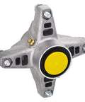 Top view of Beefy Heavy Duty Deck Spindle Replacement for Cub Cadet and MTD Decks 3 Pack, metal construction with yellow center