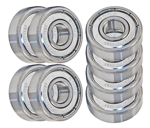 Top Shelf 608ZZ Double Shielded Ball Bearings Set Of Eight For Skateboards Longboards Kick Scooters Premium Carbon Steel Slick Rolling Precision Engineering