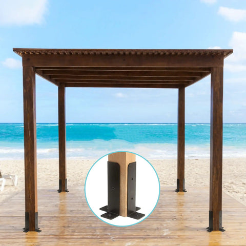8Pcs Adjustable Post Anchor Brackets Kit Heavy Duty Wood Fence Base Brackets Fits 1.5x1.5 2x2 2x4 4x4 Posts on gazebo
