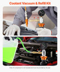 Universal Radiator Vacuum Refill Kit With Precision Gauge And Steel Tool Chest, showing vacuum tool setup for coolant refill.