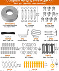 Beast Heavy Duty 220 Feet One Eighth Inch Vinyl Coated Stainless Steel Wire Rope Kit with tools and accessories layout