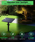 Outdoor Solar Spotlight 4 Pack With Adjustable Beams From 10 To 60 Degrees Waterproof Landscape Uplights displayed in garden