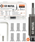 Badass Heavy Duty Multi Grip Rivet Nut Installer Kit With Stainless Plus Insert Nuts Hex Wrench Step Drill For Quick No Sweat Industrial Assembly featuring nuts and tool.