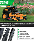 Beefed-Up High Lift 61 Inch Mower Blades Replacement For Ferris Scag Turf Tiger Bad Boy Simplicity 5101755 shown on a lawn mower.